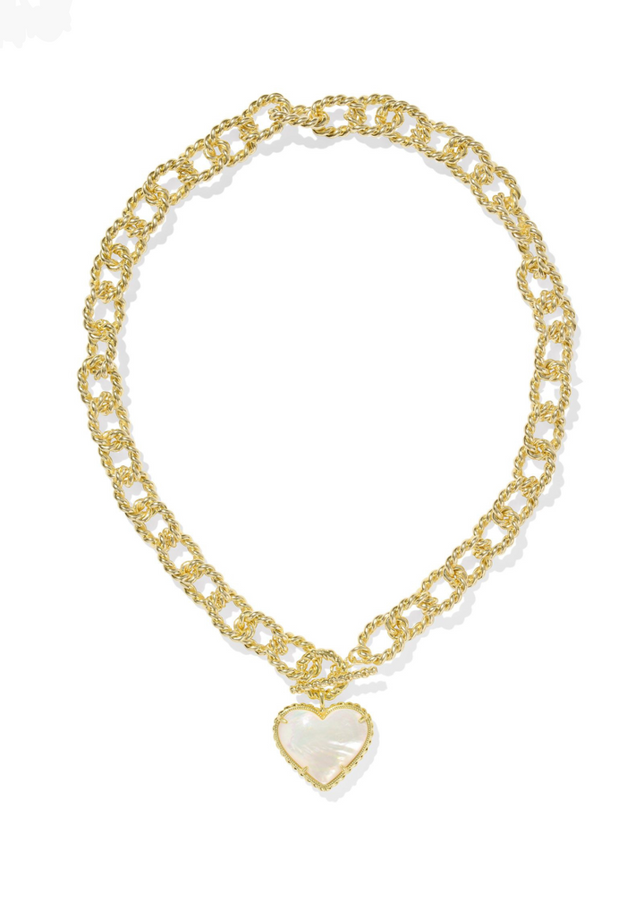 Kendra Scott Haisley Heart Statement Necklace - Gold/Ivory Mother of Pearl