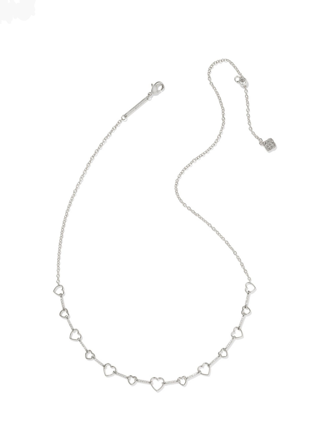 Kendra Scott Haisley Heart Strand Necklace - Rhodium/White Crystal