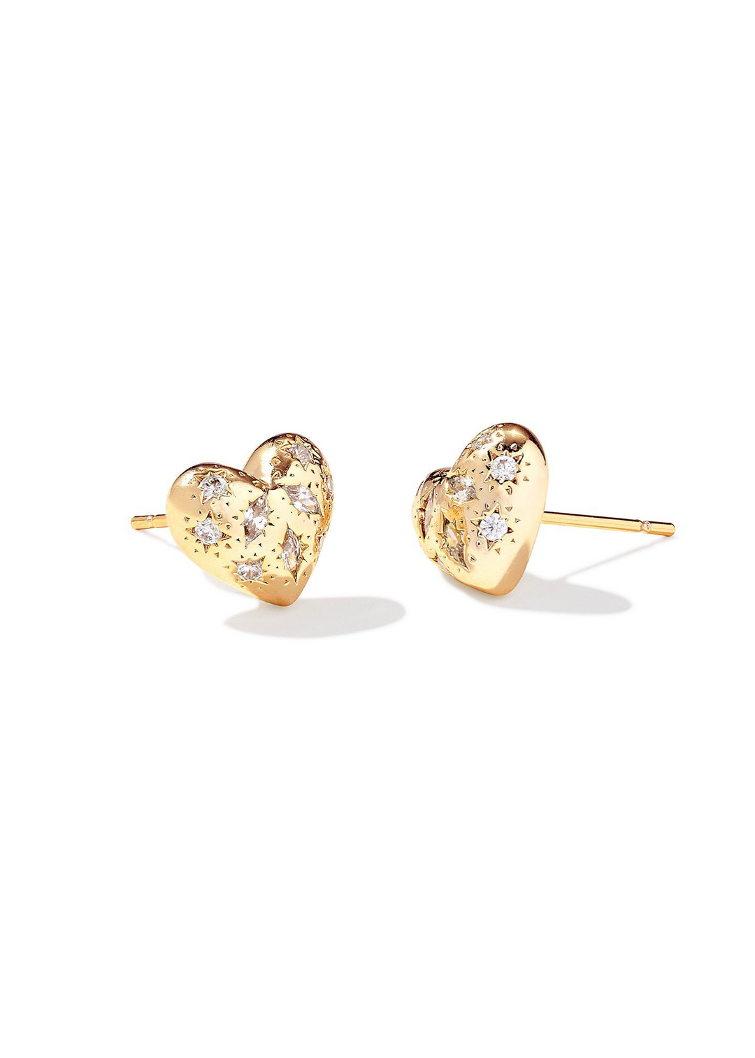 Kendra Scott Holland Heart Stud Earrings in Gold/White Crystal