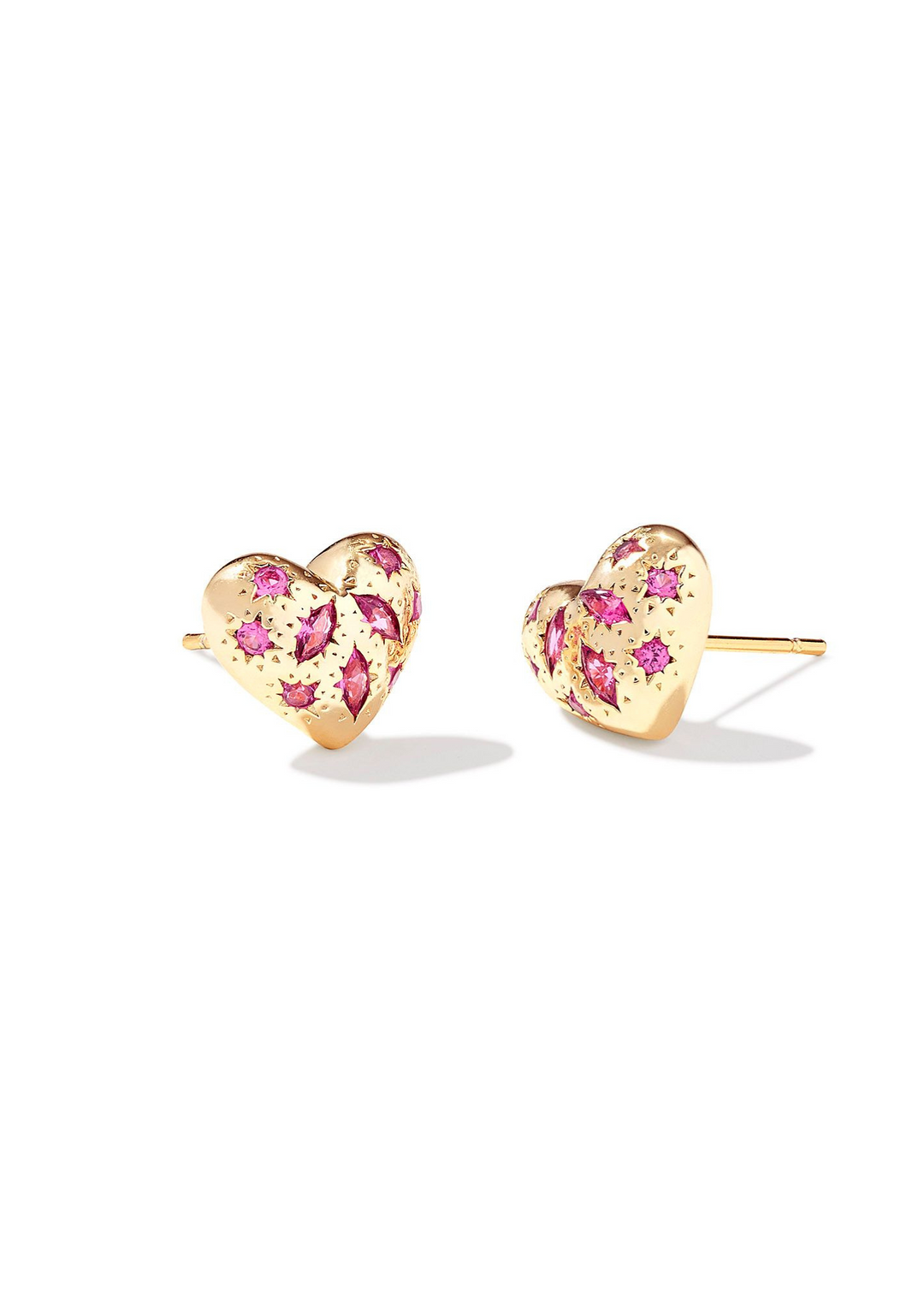 Kendra Scott Holland Heart Stud Earrings in Gold/Pink Crystal