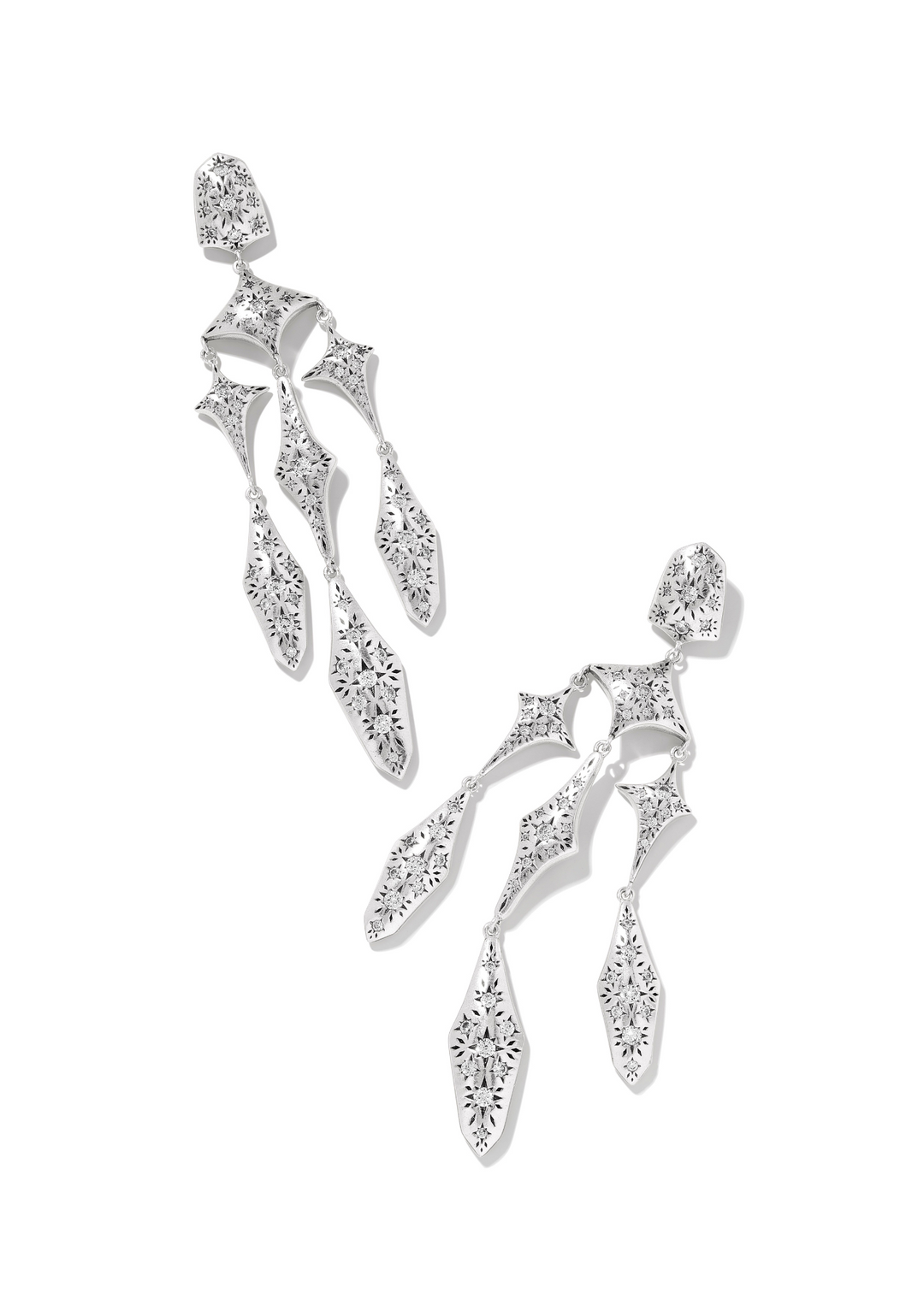 Kendra Scott Holland Statement Earrings in Rhodium/White Crystal