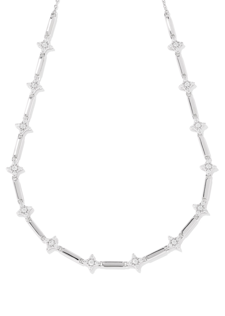 Kendra Scott Holland Strand Necklace in Rhodium/White Crystal