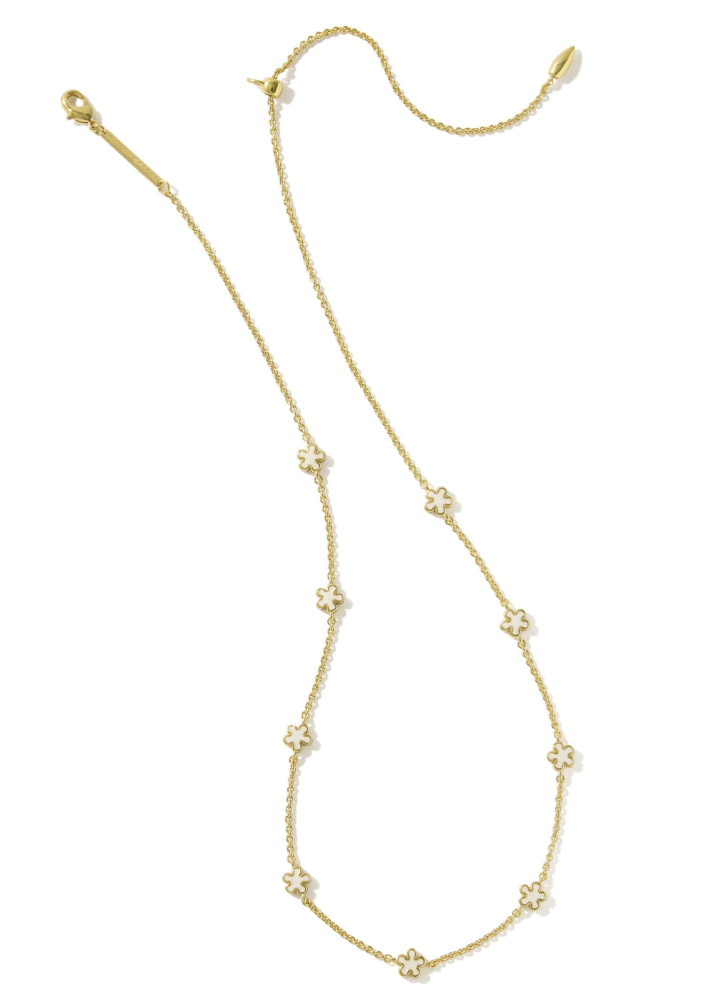 Gold strand necklace with white flowers