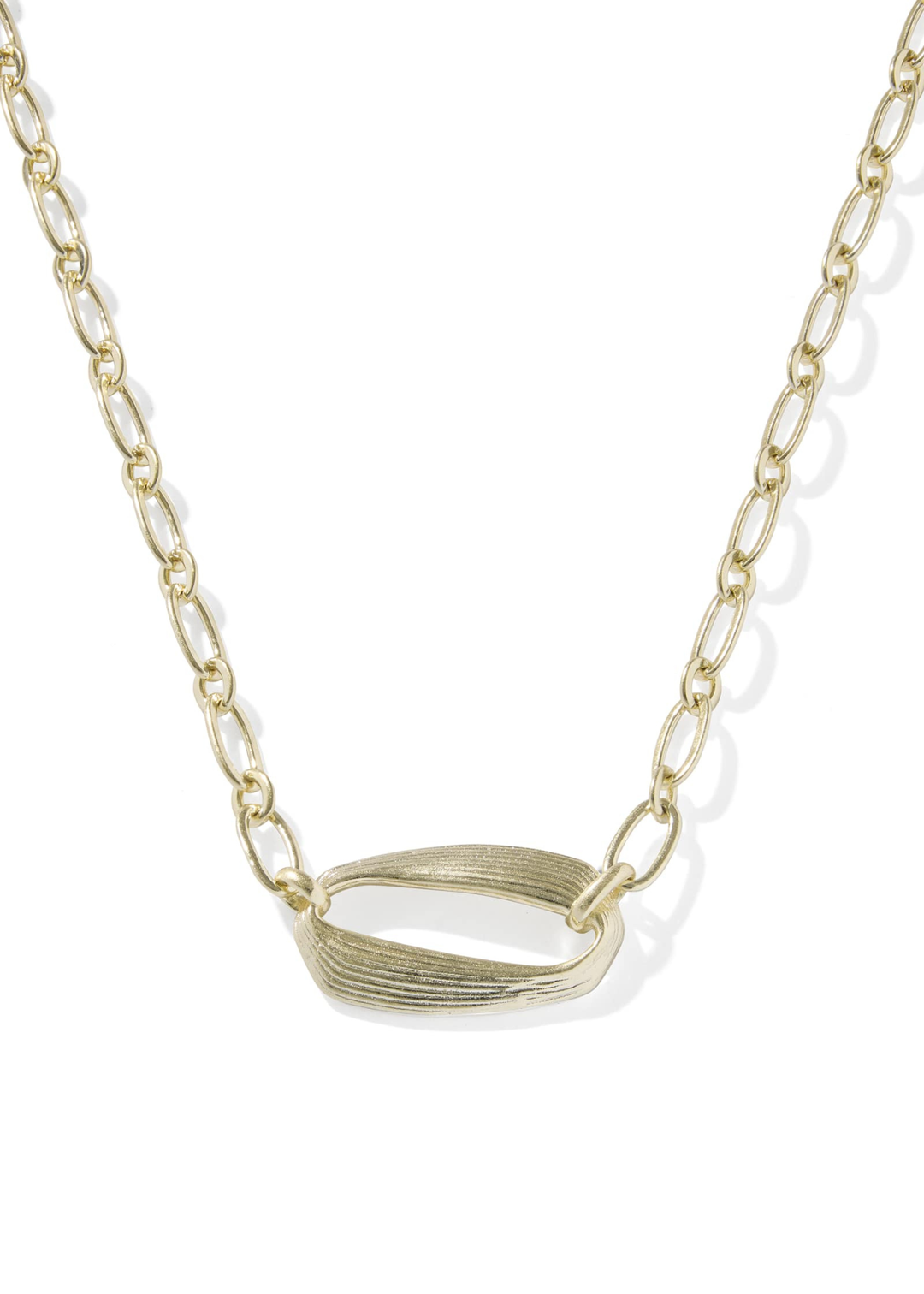 Gold pendant necklace on a white background