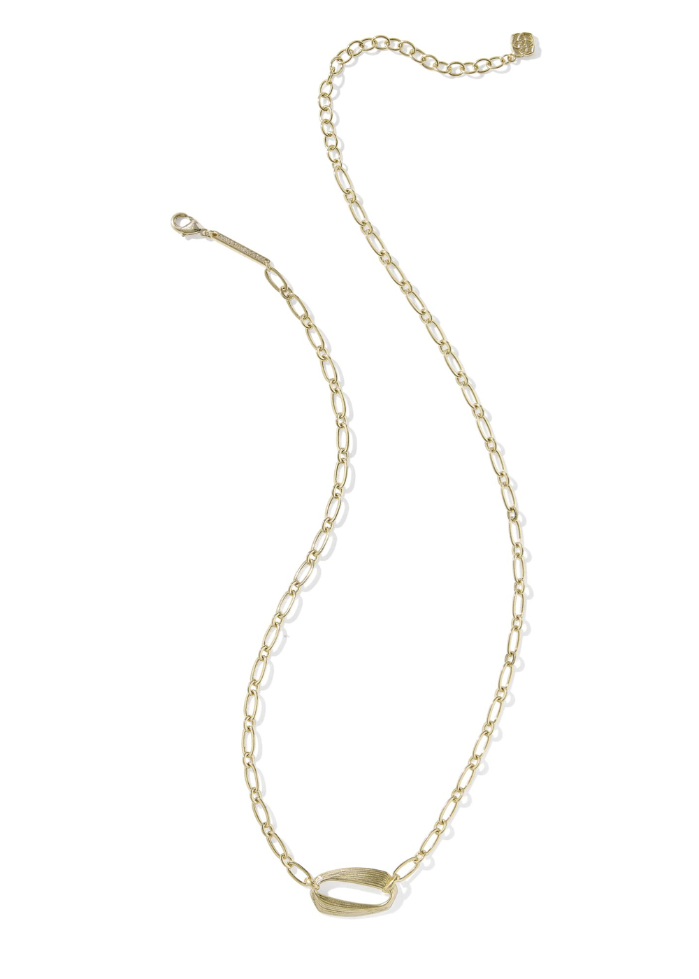 Gold pendant necklace on a white background