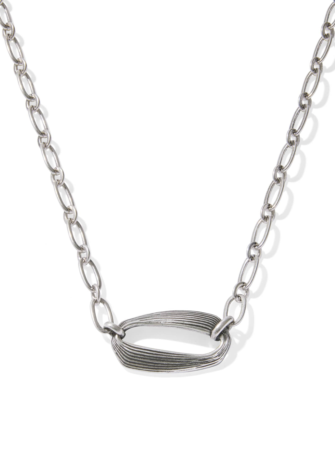 Vintage silver necklace on a white background