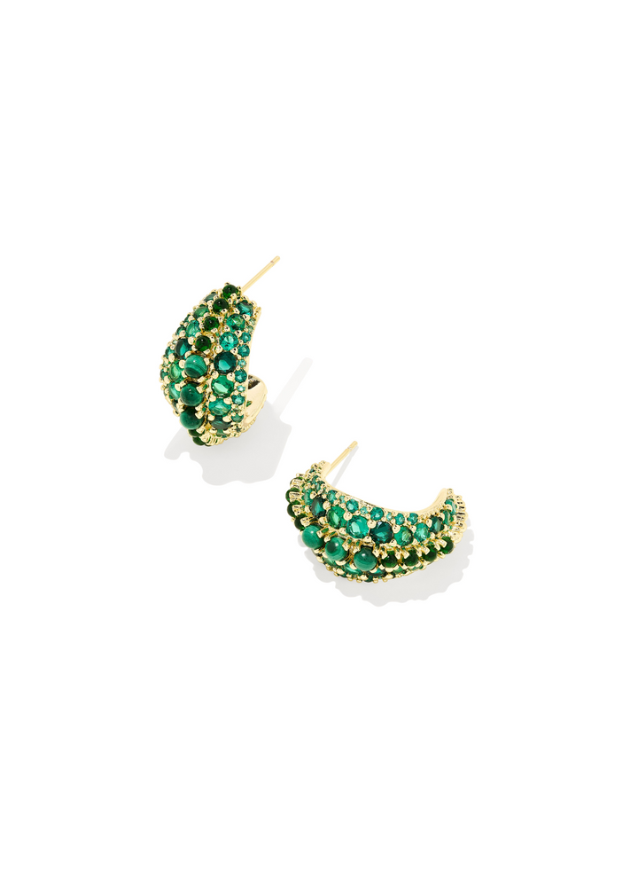 Kendra Scott Krista Hoop Earrings in Gold/Green Mix