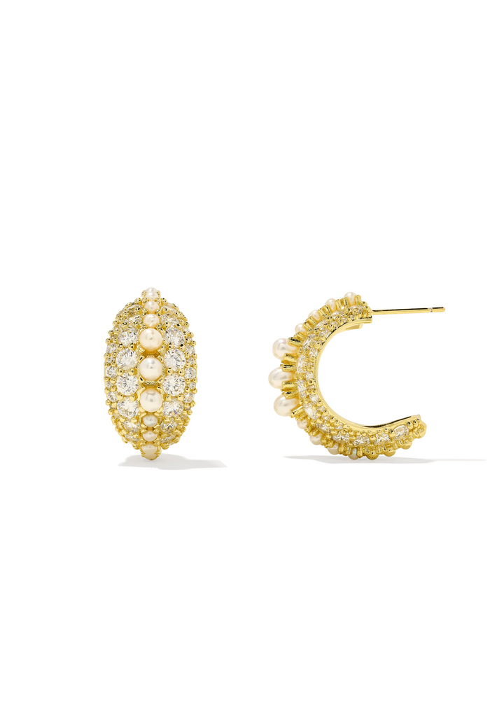 Kendra Scott Krista Hoop Earrings - Gold/White Mix