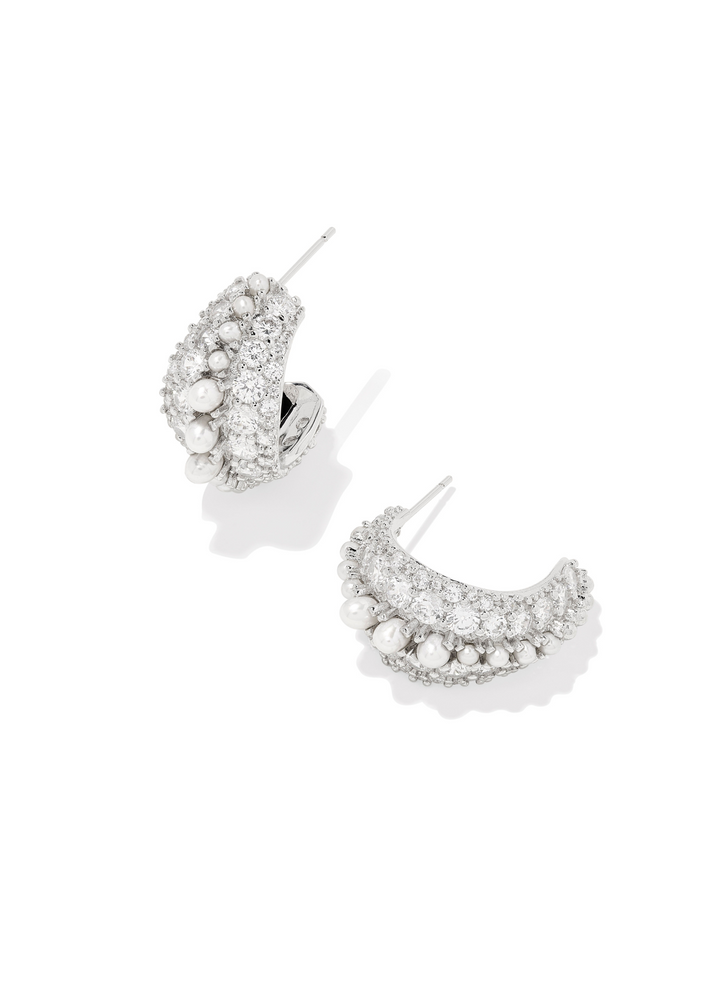 Kendra Scott Krista Hoop Earrings in Rhodium/White Mix