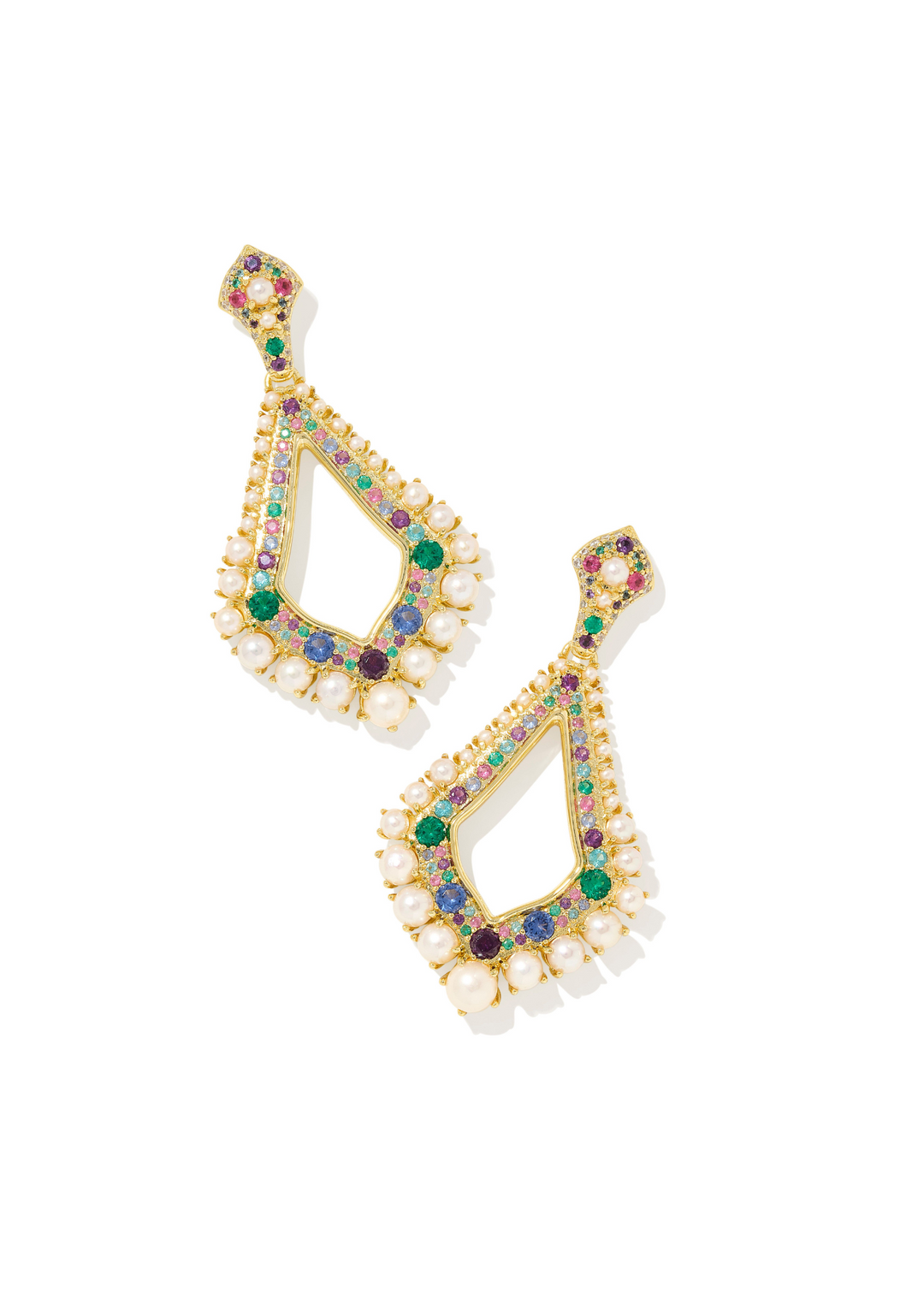 Kendra Scott Krista Statement Earrings in Gold/Multi Mix