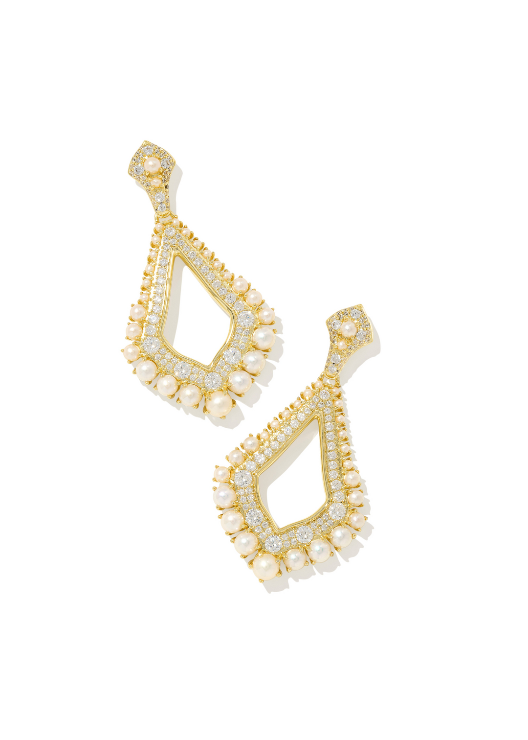 Kendra Scott Krista Statement Earrings in Gold/White Mix