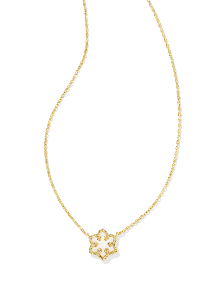 Kendra Scott Snowflake Short Pendant Necklace in Gold/White Kyocera Opal