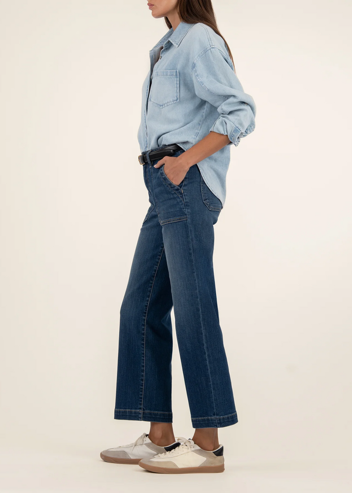 Kut From the Kloth Charlotte High Rise Wide Leg Jeans - Reflective w/ Dark Base Wash