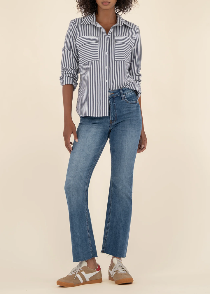 Kut From the Kloth Kelsey High Rise Fab Ab Ankle Flare Jeans - Rigor