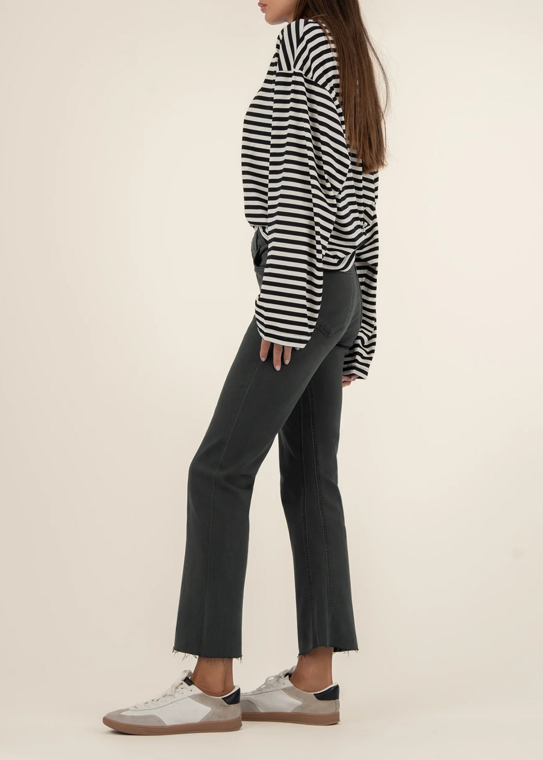 Kut From the Kloth Kelsey High Rise Fab Ab Ankle Flare Jeans - Pewter Green