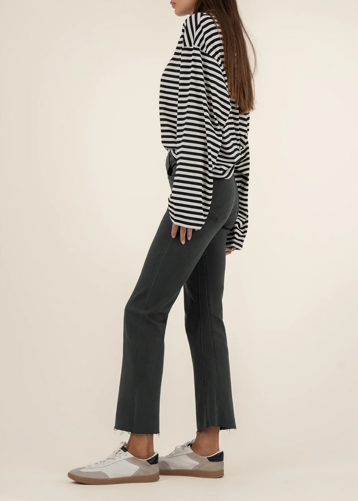 Kut From the Kloth Kelsey High Rise Fab Ab Ankle Flare Jeans - Pewter Green