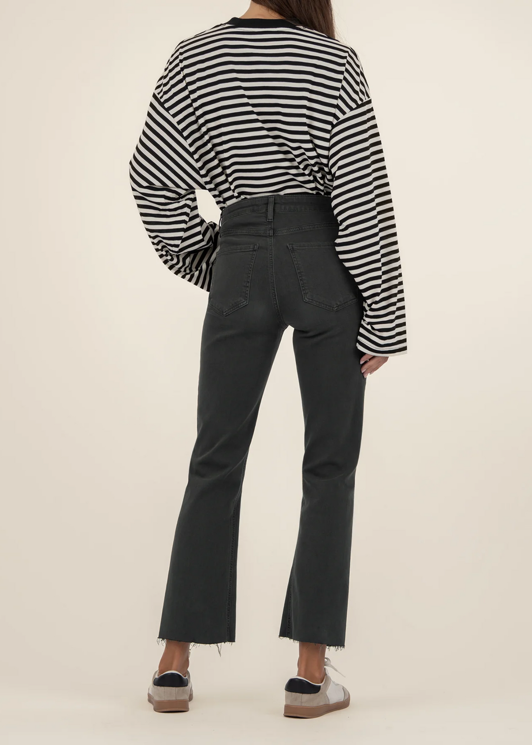 Kut From the Kloth Kelsey High Rise Fab Ab Ankle Flare Jeans - Pewter Green