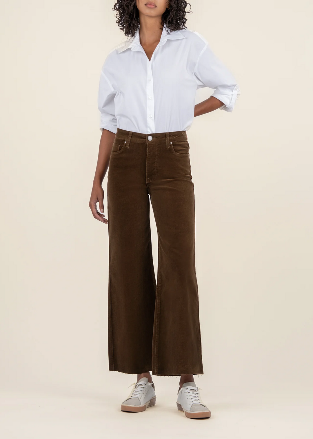 Kut From the Kloth Meg Corduroy High Rise Wide Leg Jeans in Brunette