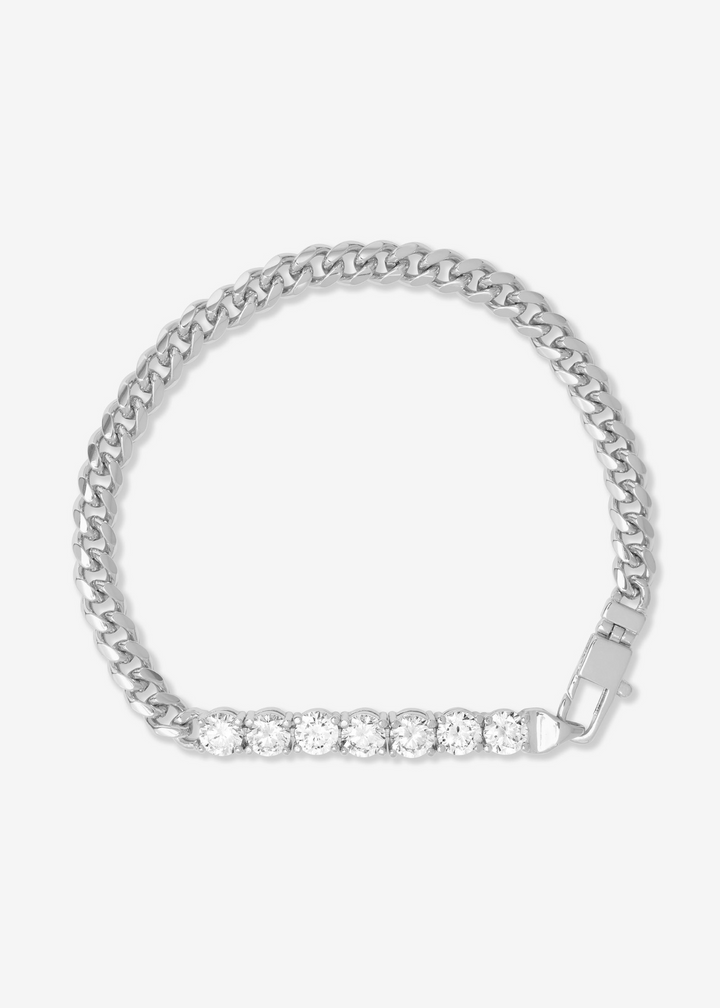 Women's silver chain bracelet with baby diamonds