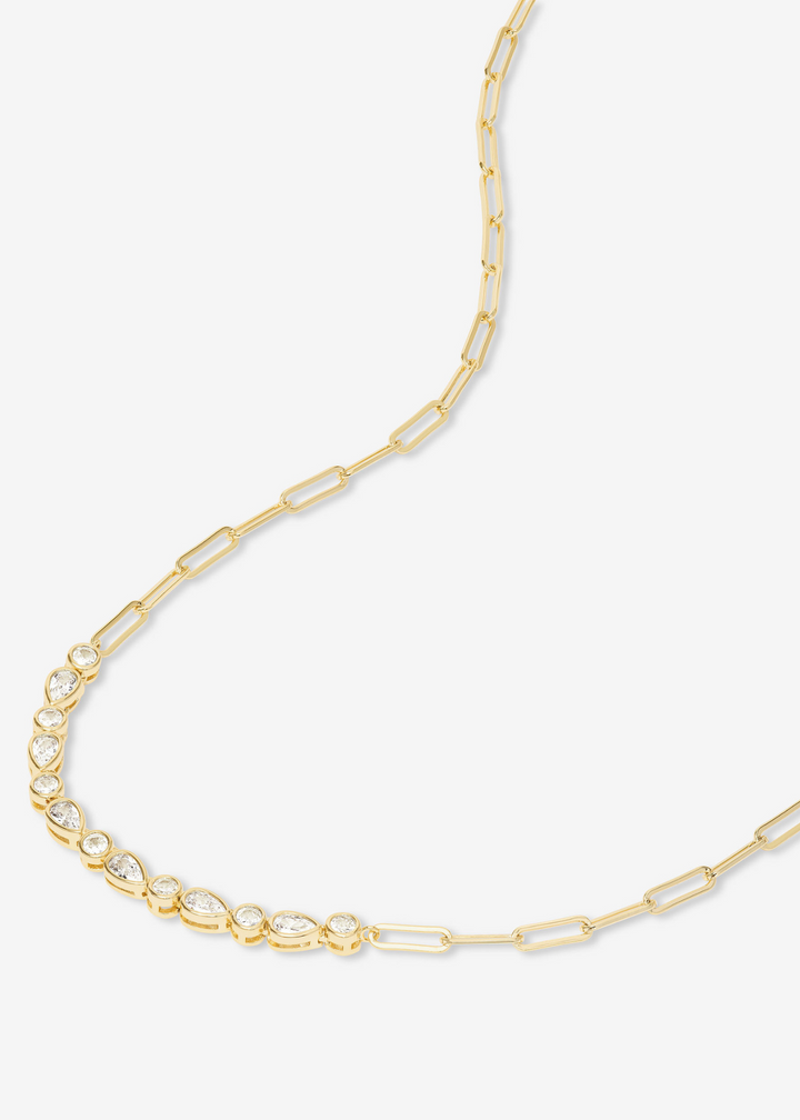 Melinda Maria Isla Samantha Tennis Necklace - Gold/White