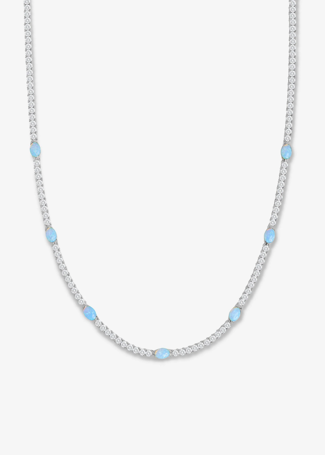 Melinda Maria Maven Tennis Necklace - Silver/Blue Opal