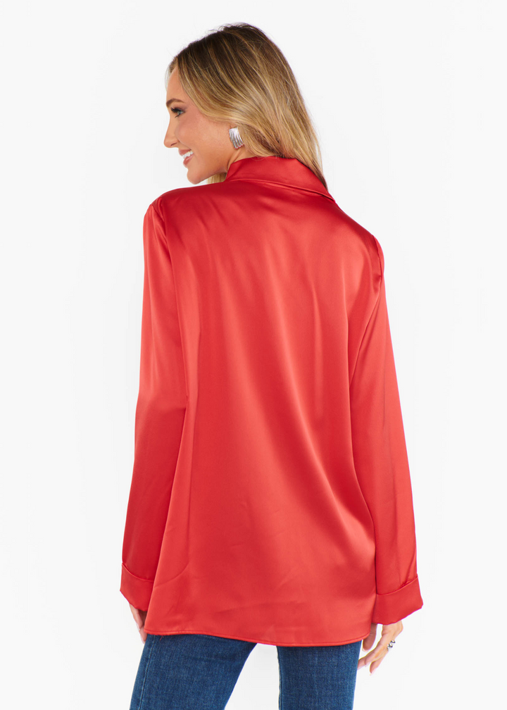 Show Me Your Mumu Smith Button Down - Red Luxe Satin