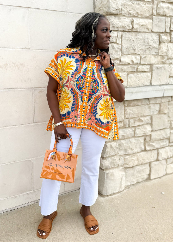 Freya Scarf Print Top