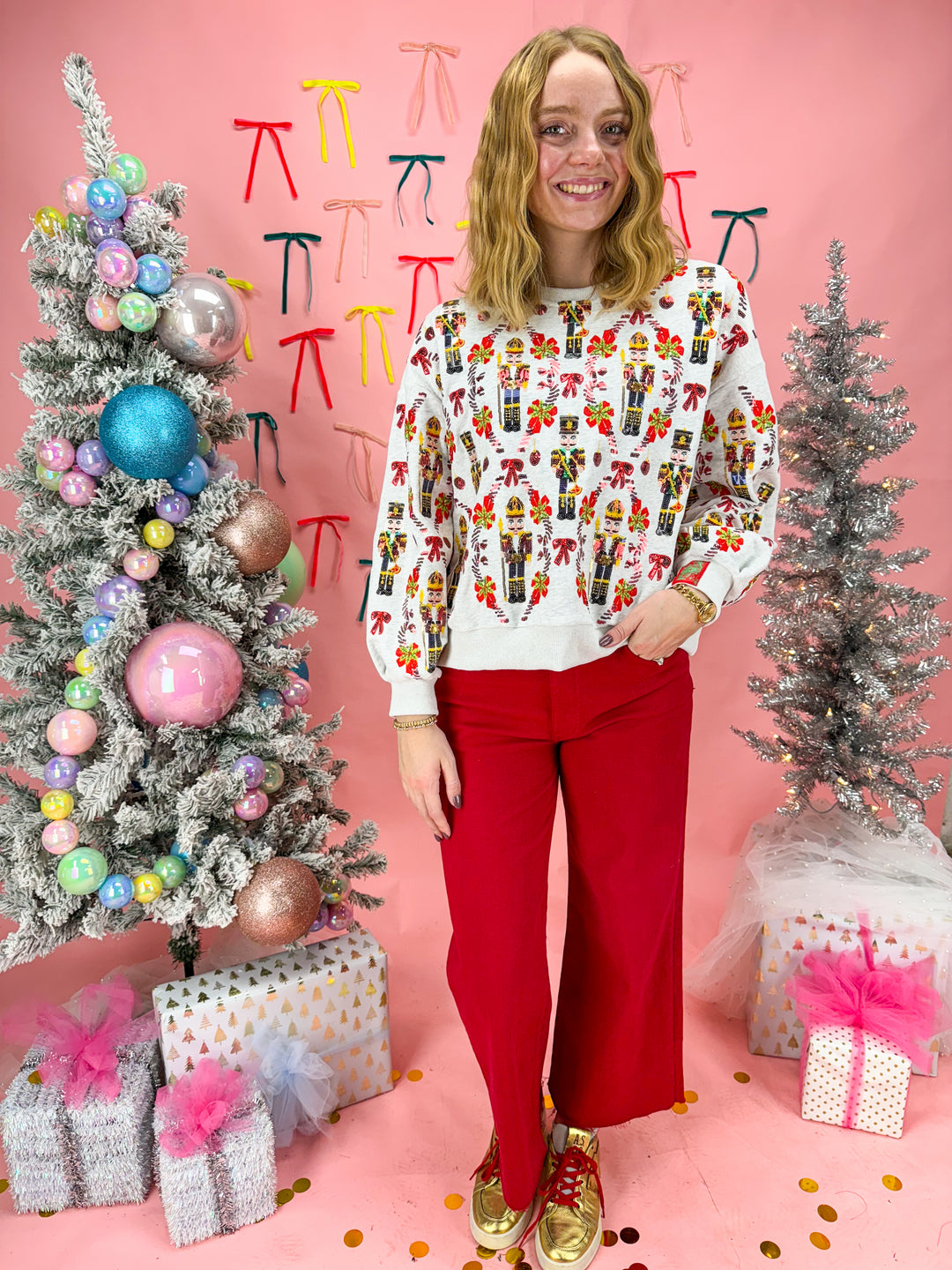 Queen of Sparkles Nutcracker & Candy Cane Sweatshirt