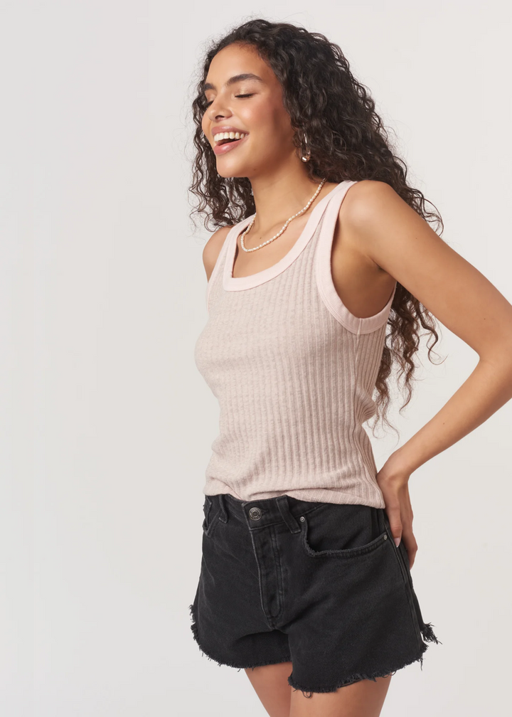 light dusty pink rubbed racerback scoop neck tank top