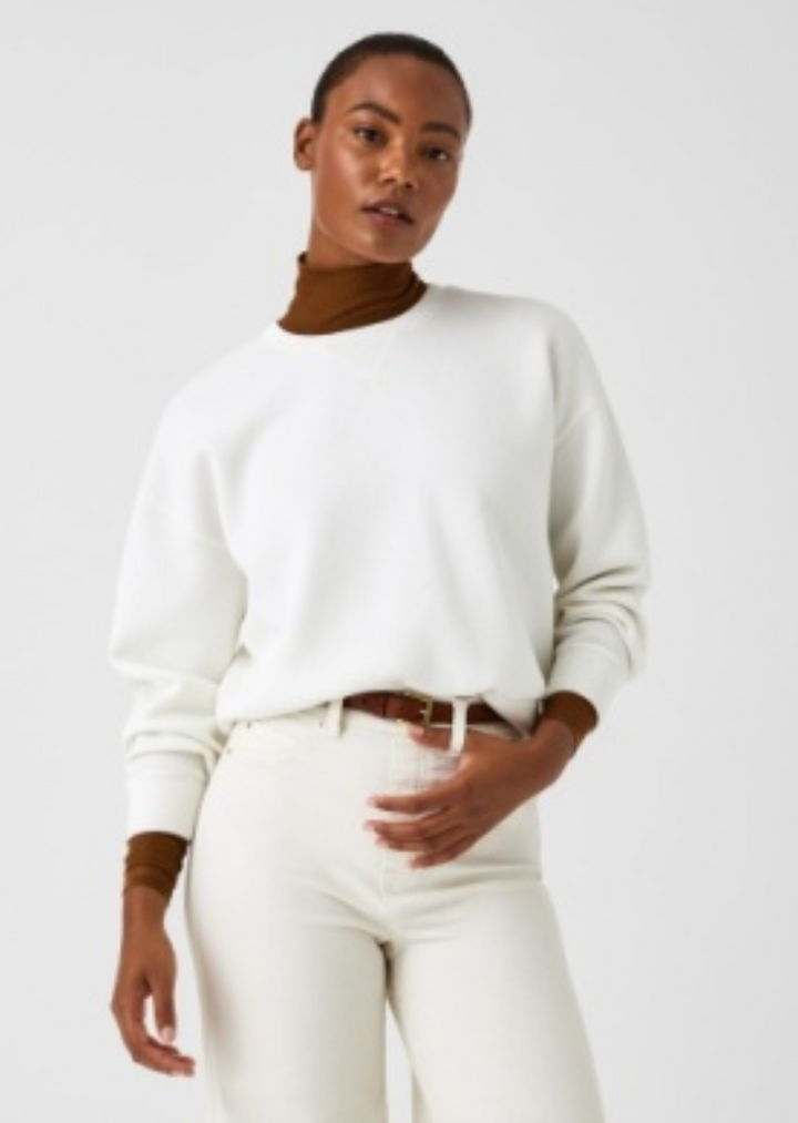 spanx women's white crew neck sweater