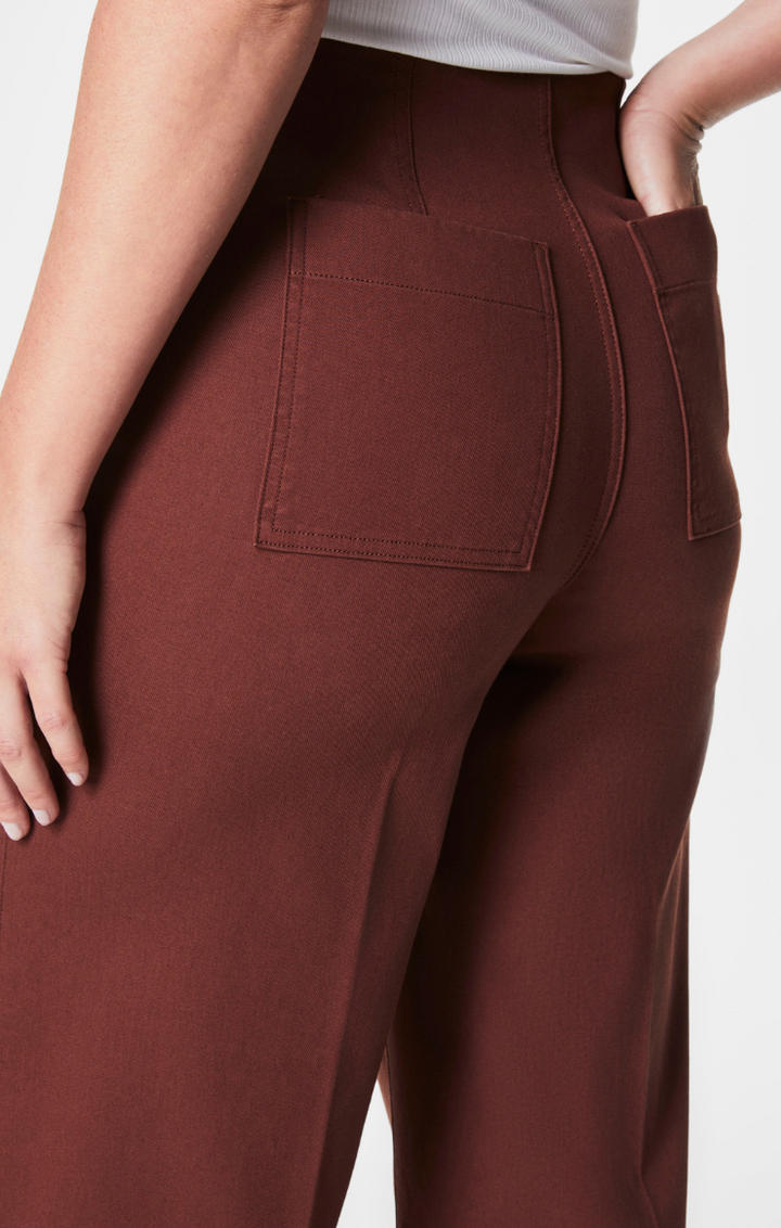 Spanx Stretch Twill Cropped Wide Leg Pant - Hickory