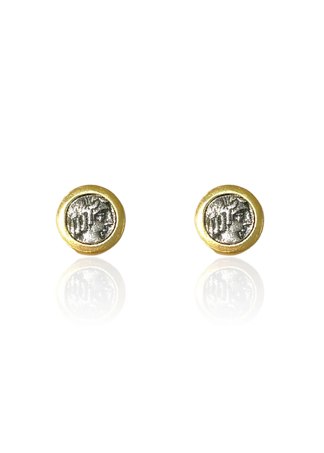Tat2 Designs Gold Flora Mixed Metal Vintage Inspired Coin Studs