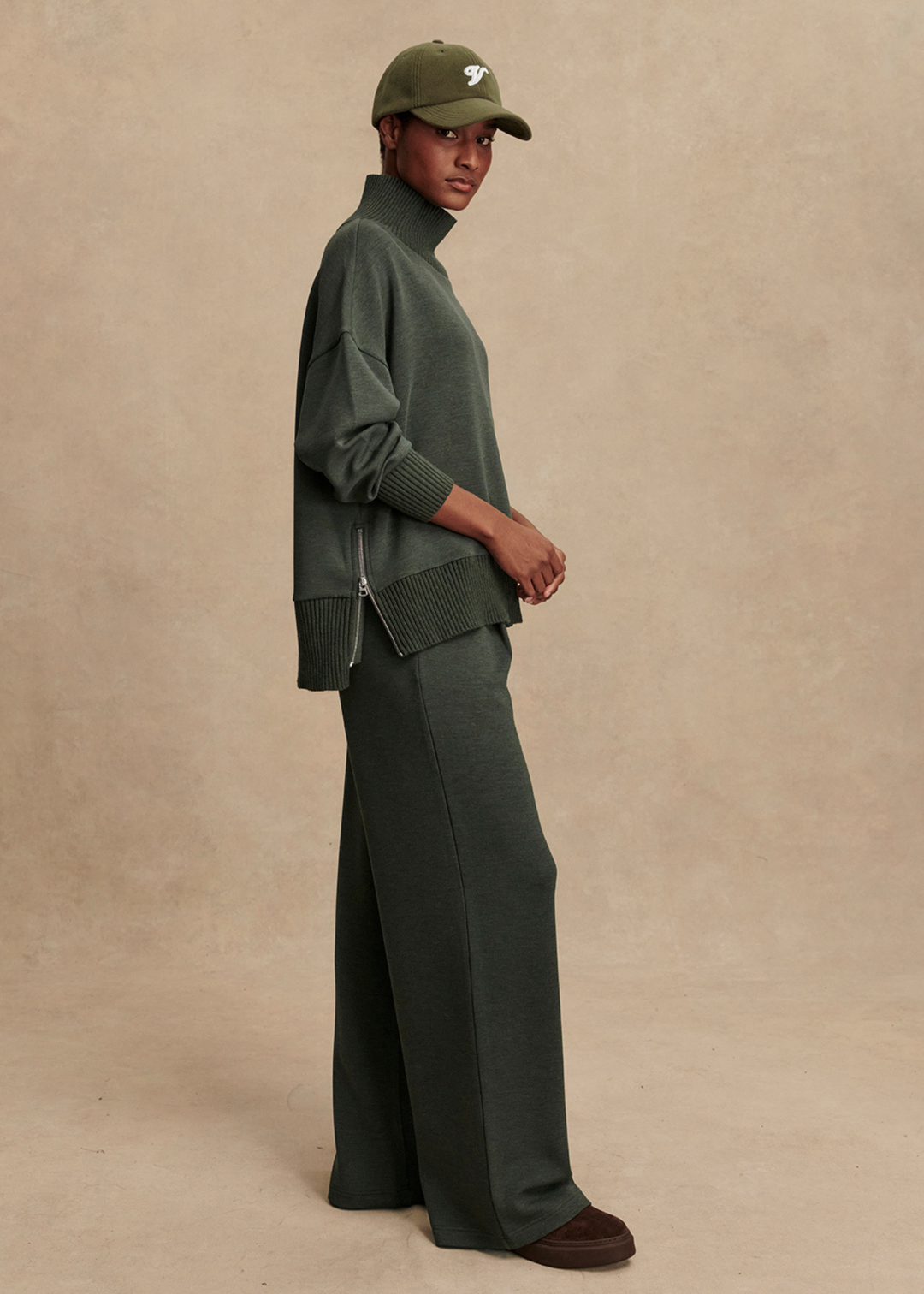 Varley Barker High Neck Sweat - Olive Marl