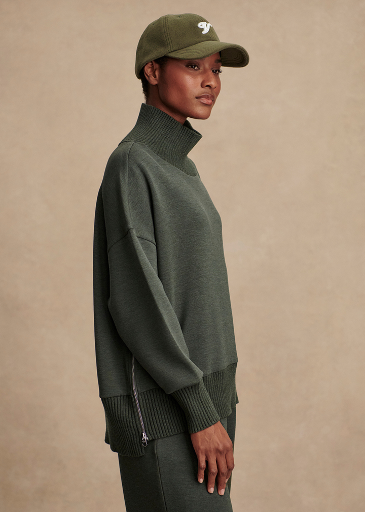 Varley Barker High Neck Sweat - Olive Marl