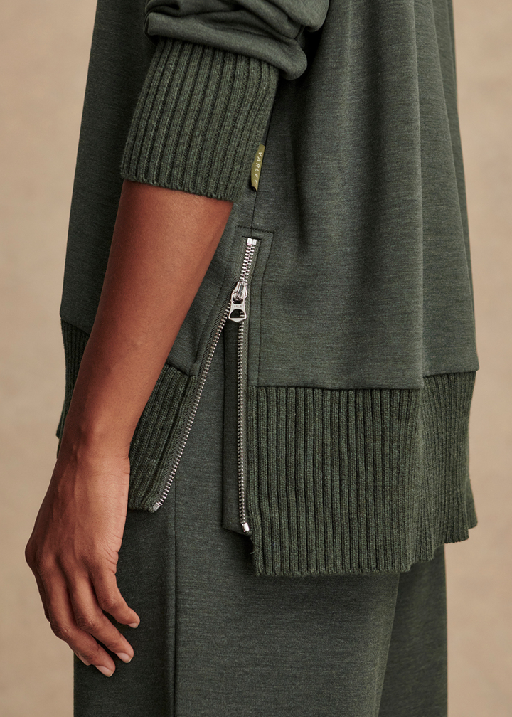 Varley Barker High Neck Sweat - Olive Marl