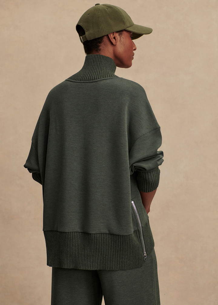Varley Barker High Neck Sweat - Olive Marl