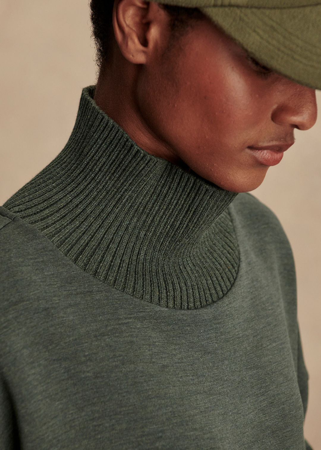 Varley Barker High Neck Sweat - Olive Marl