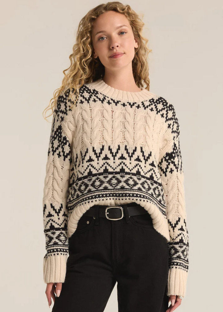 Z-Supply Garland Fairisle Sweater in Sea Salt