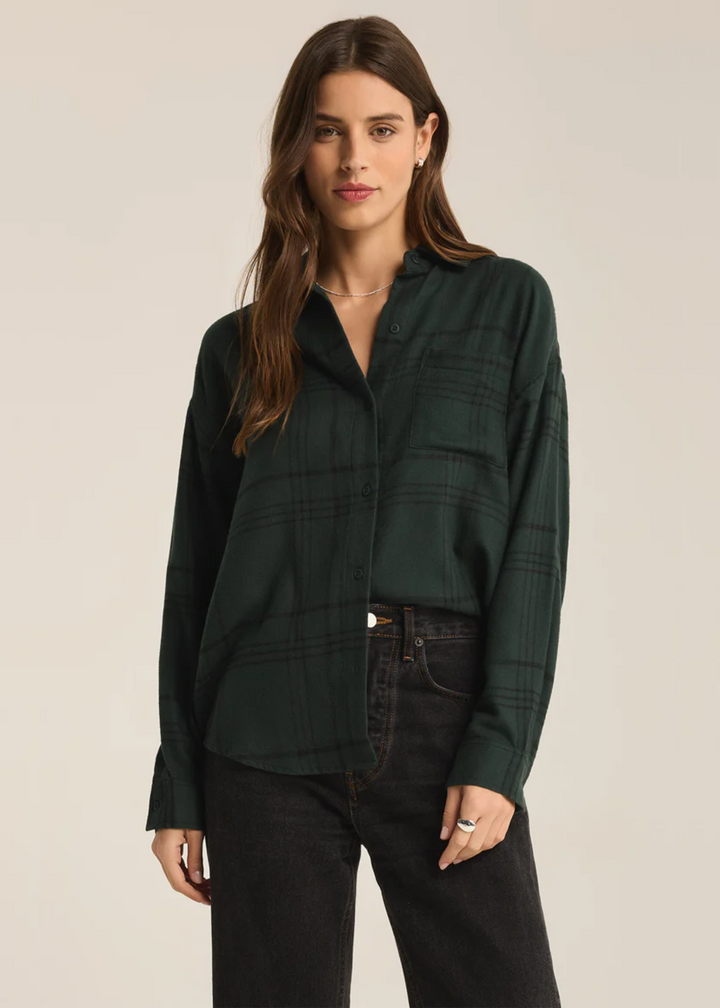 Z-Supply River Plaid Button Up in Cyprus Green