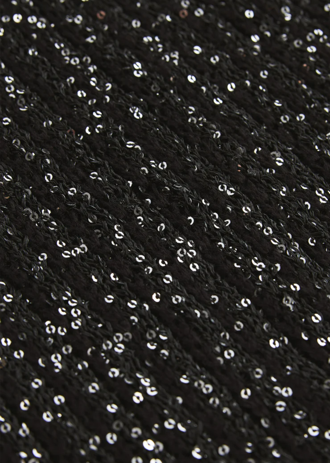 Close up of a black sequin mini dress fabric