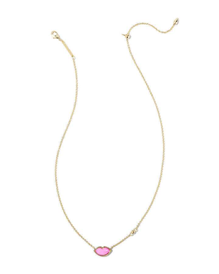 Kendra Scott Lips Pendant Necklace - Gold/Hot Pink Mother of Pearl