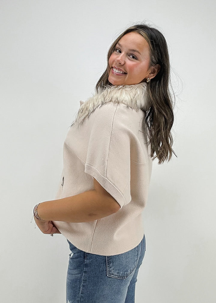 Emilee Faux Fur Trim Cardigan