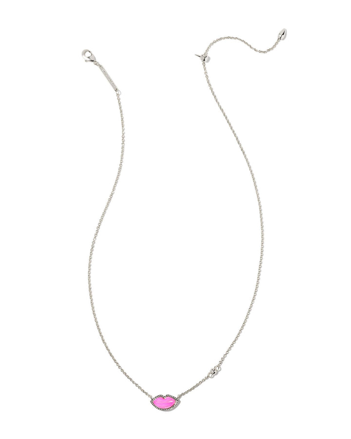 Kendra Scott Lips Pendant Necklace - Rhodium/Hot Pink Mother of Pearl