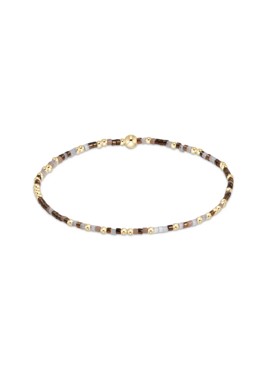 enewton Design Hope Unwritten Stretch Bracelet in Apple Bottom Jenas, featuring a blend of brown and white beads with gold accents