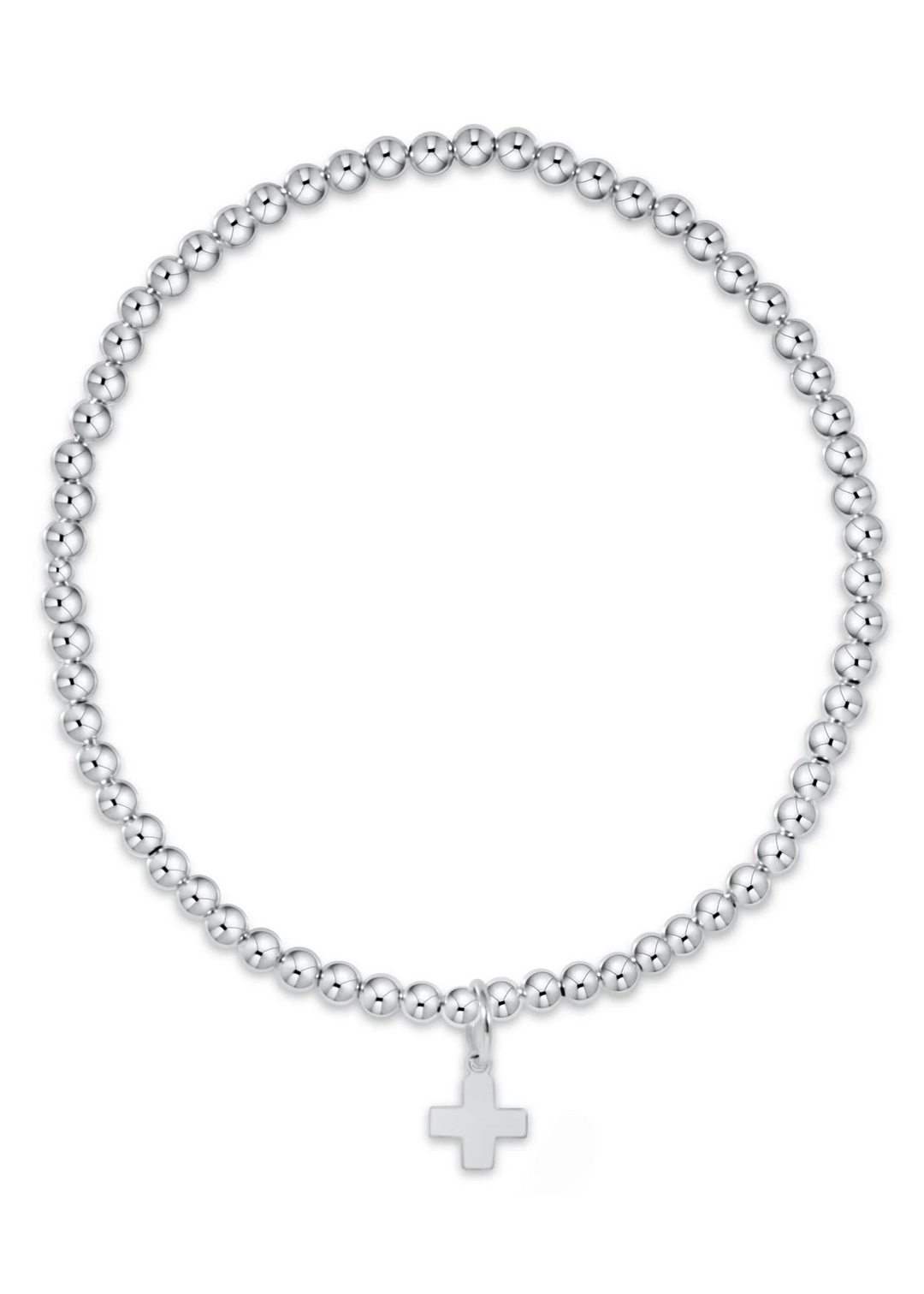 Classic Sterling 3mm Bead Bracelet - Signature Cross Sterling Charm