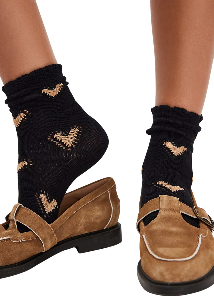 Free People Cupid's Bow Socks - Black