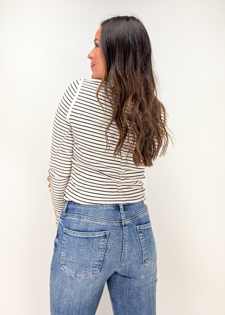 Free People Lake Henley Stripe Top - Tea Combo