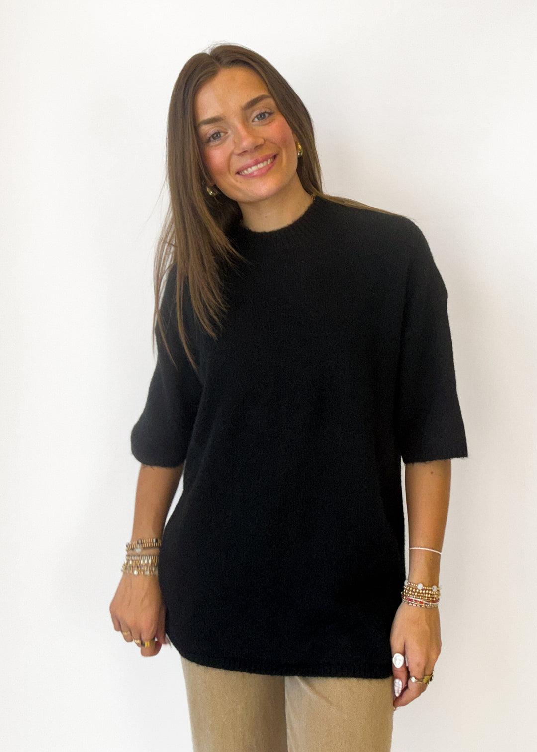 Free People Margot Sweater Tee - Black
