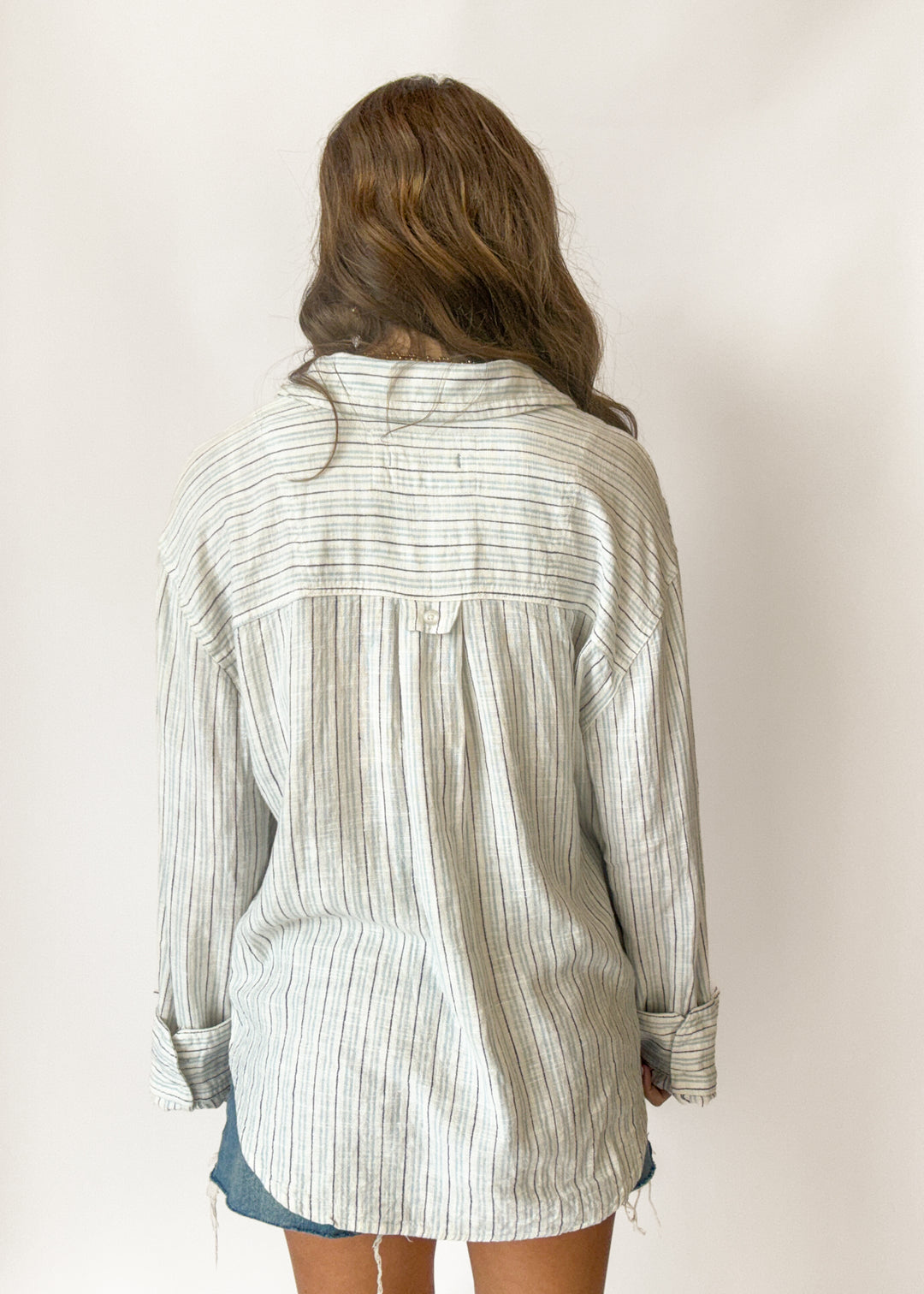 Free People Laurel Striped Linen Button Down