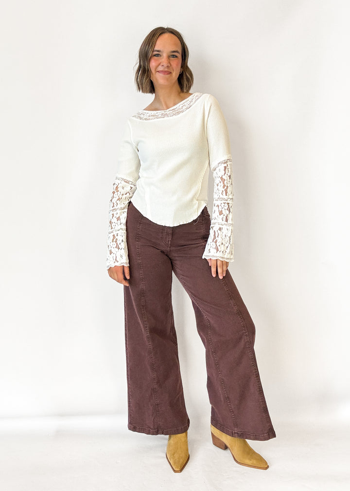 Free People Amber Lace Cuff Top